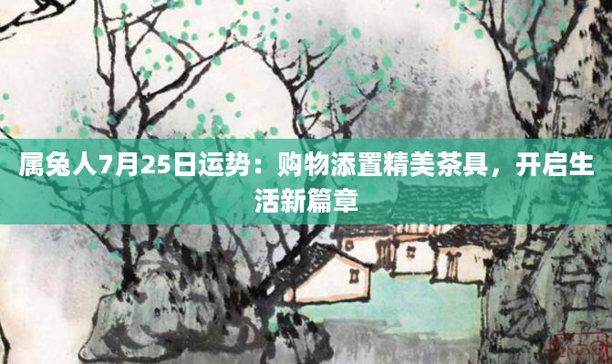属兔人7月25日运势：购物添置精美茶具，开启生活新篇章