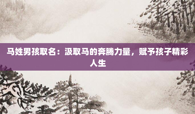 马姓男孩取名：汲取马的奔腾力量，赋予孩子精彩人生
