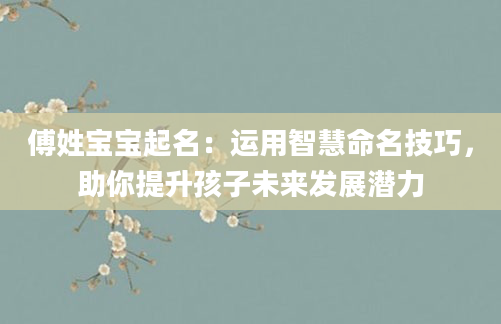 傅姓宝宝起名：运用智慧命名技巧，助你提升孩子未来发展潜力