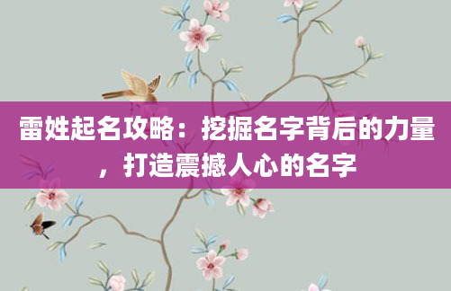 雷姓起名攻略：挖掘名字背后的力量，打造震撼人心的名字
