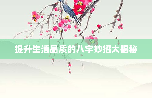 提升生活品质的八字妙招大揭秘