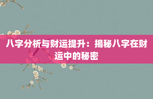 八字分析与财运提升：揭秘八字在财运中的秘密